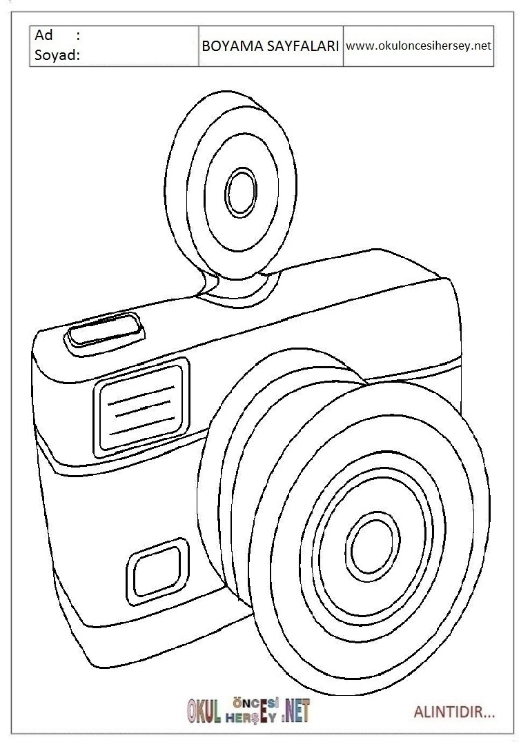 Çocuklar İçin fotoğraf-makinesi Boyama Sayfaları 